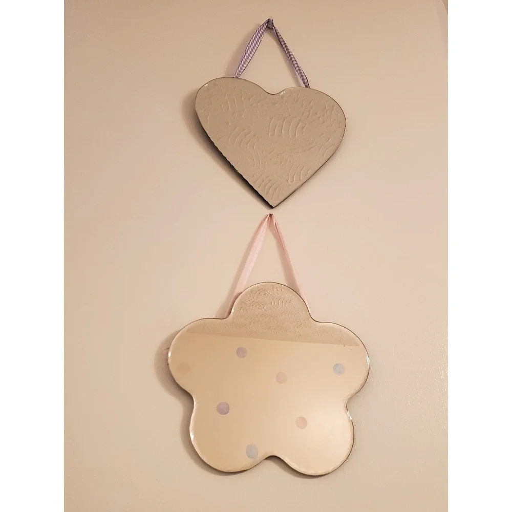 Vintage Home Interiors Kids Heart & Cloud Wall Mirrors Set